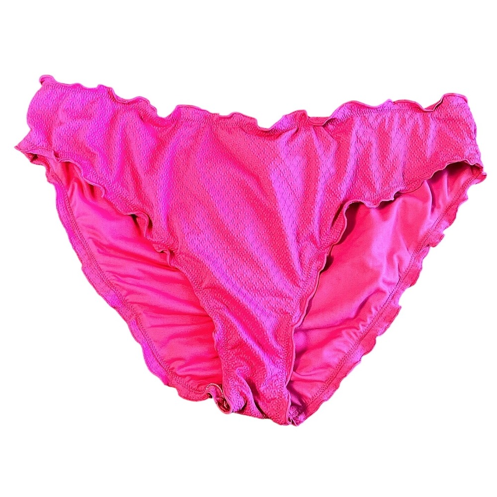 Power 2 The Flower Hot Pink Textured Lettuce Edge Bikini Bottoms 3X‎ NEW